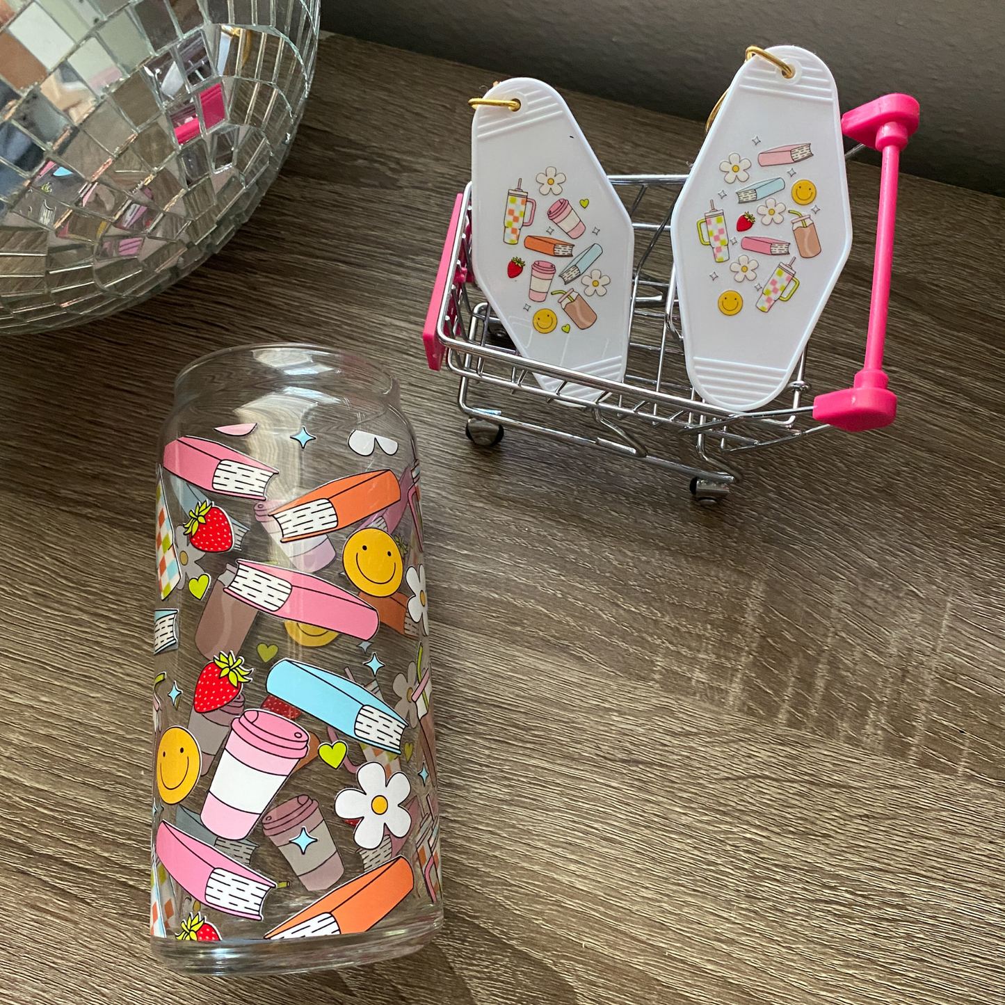 Coffee & Books Cute Glass Can|Glass Tumbler w/Straw & Lid|