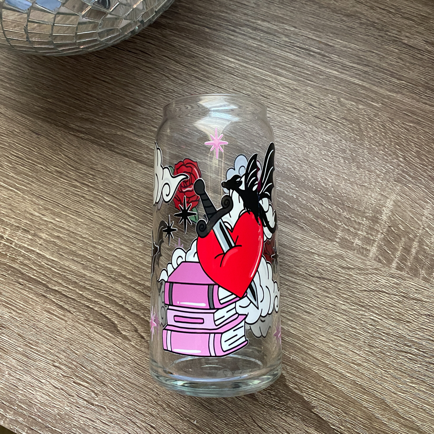 Fourth Wing Dragon Books Cute Glass Can|Glass Tumbler w/Straw & Lid|
