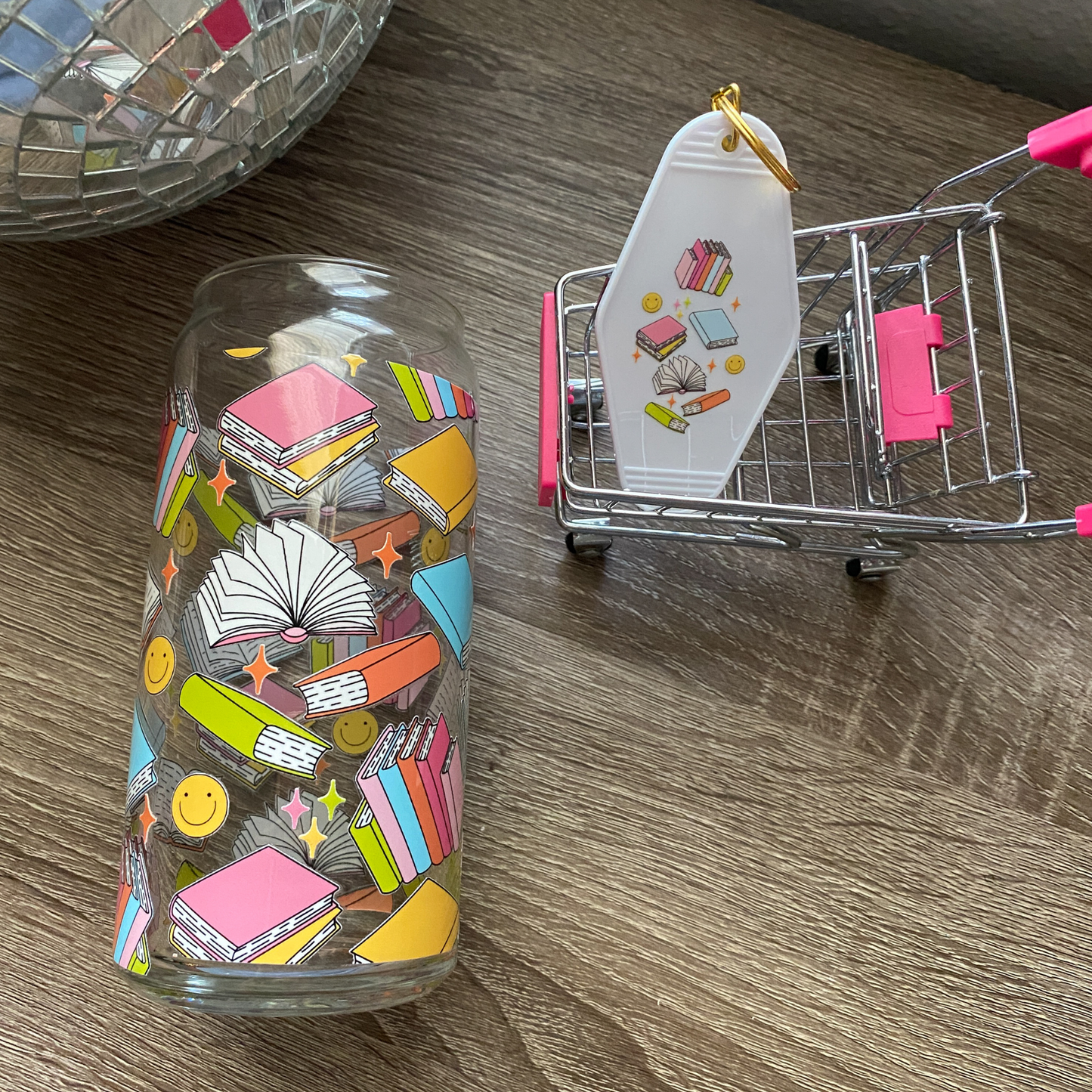 Open Book Cute Glass Can|Glass Tumbler w/Straw & Lid|