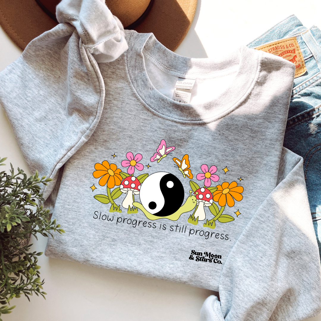 Slow Progress is Still Progress Ash Gray Sweatshirt
