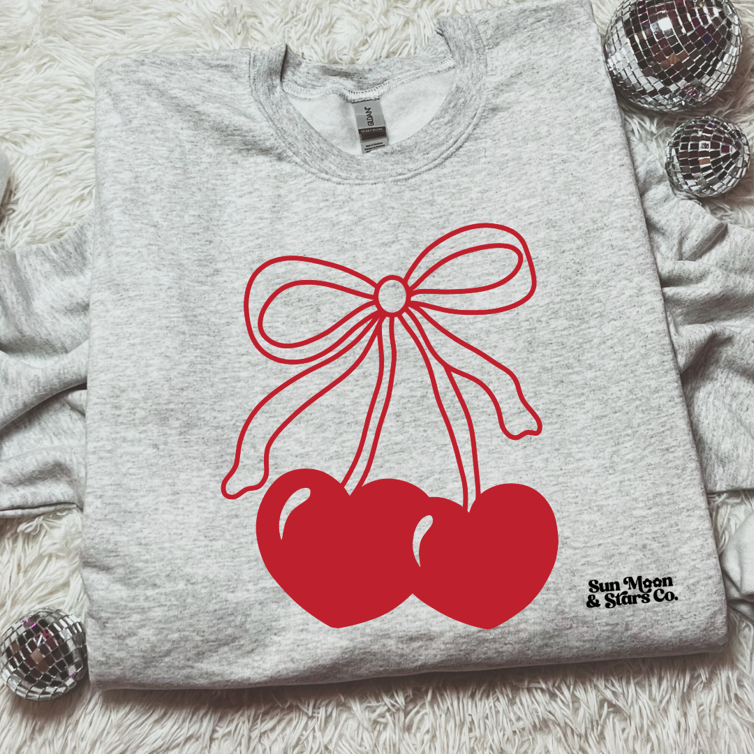 Coquette Cherry Ash Gray Sweatshirt