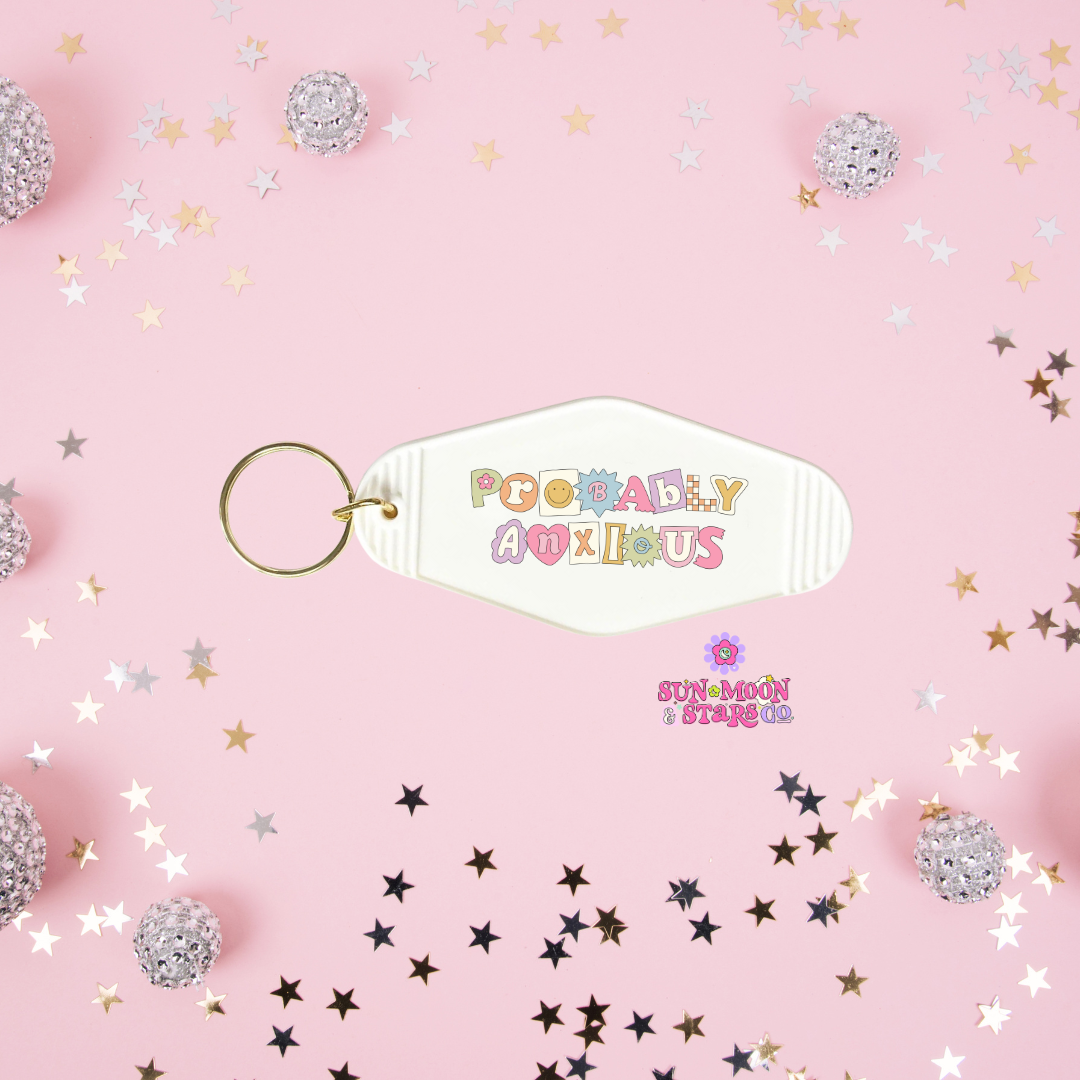 Probably Anxious Motel Keychain| Cute Acrylic Keychain| Mental Health Keychain| Iced Coffee Motel Keychain| Gifts for Her| Keychains|Accessories