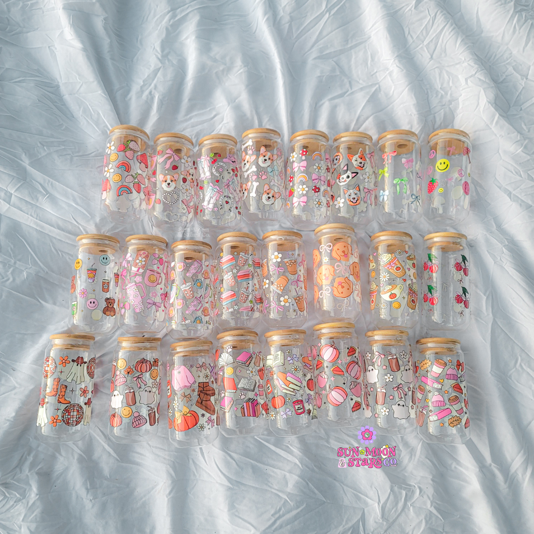 Cute Glass Can|Glass Tumbler w/Straw & Lid lCute Cup Beer Can Iced Coffee Glass Cup With Lid and Straw l Cute Glass Cup l Gifts for her/him