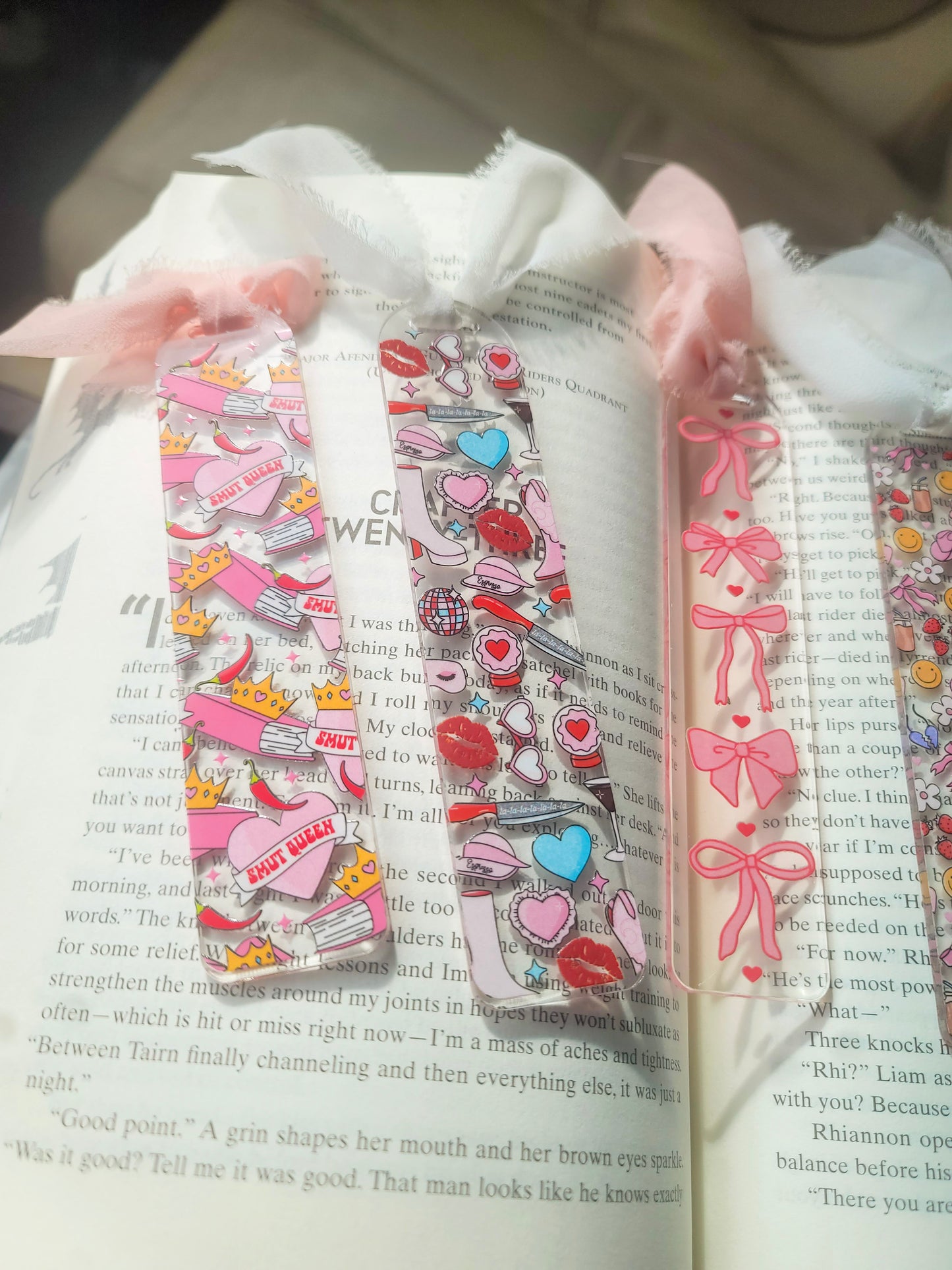 Strawberry Mushroom Bows Bookmark| Romance Book Lover| Spicy Books Lover|Cute Spring Book Lover Bookish Coquette |Acrylic Bookmark