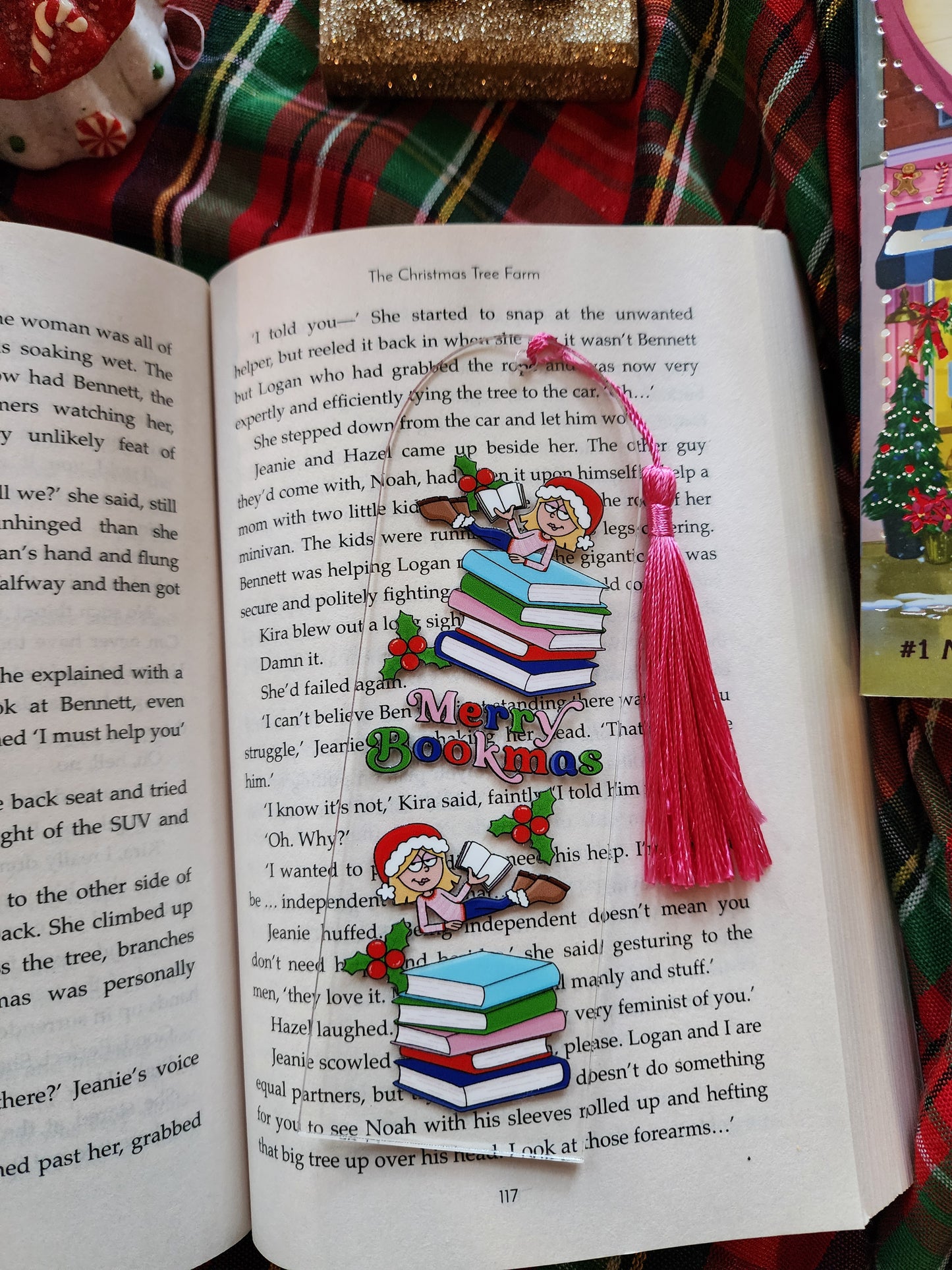 Lizzie Bookmas Acrylic Bookmark| Holiday|Christmas|Bookish| Bookmark| Cute Bookmark| Book Lover Bookmark| Gifts for Book Lover| Books|Book Accessories|Bookish|