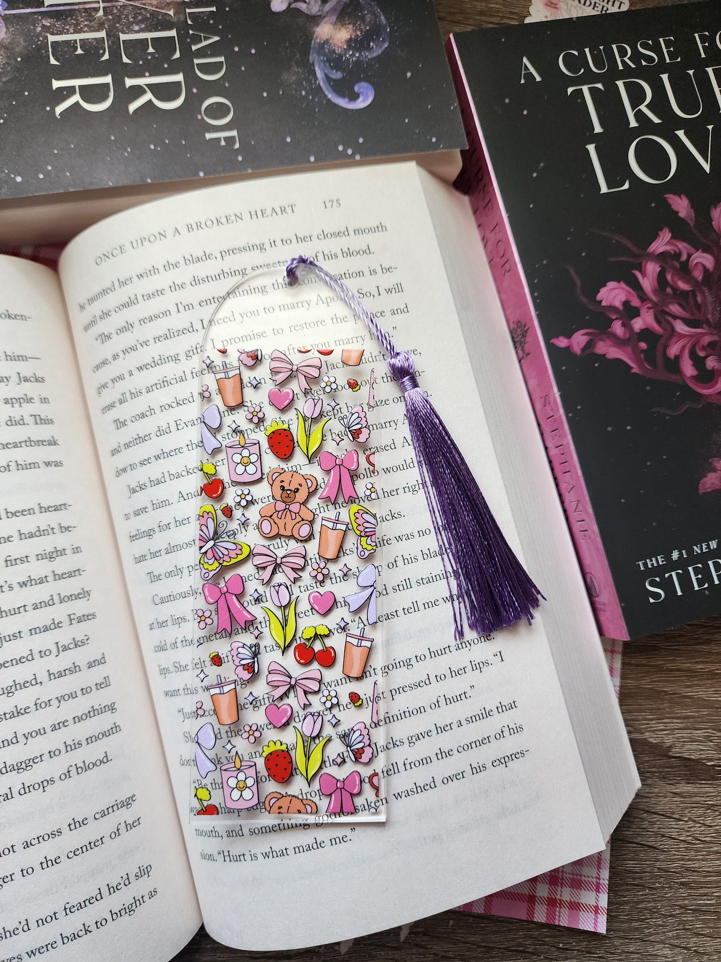 Purple Teddy Acrylic Bookmark|Bookish| Bookmark| Cute Bookmark| Book Lover Bookmark| Gifts for Book Lover| Books|Book Accessories|Bookish|