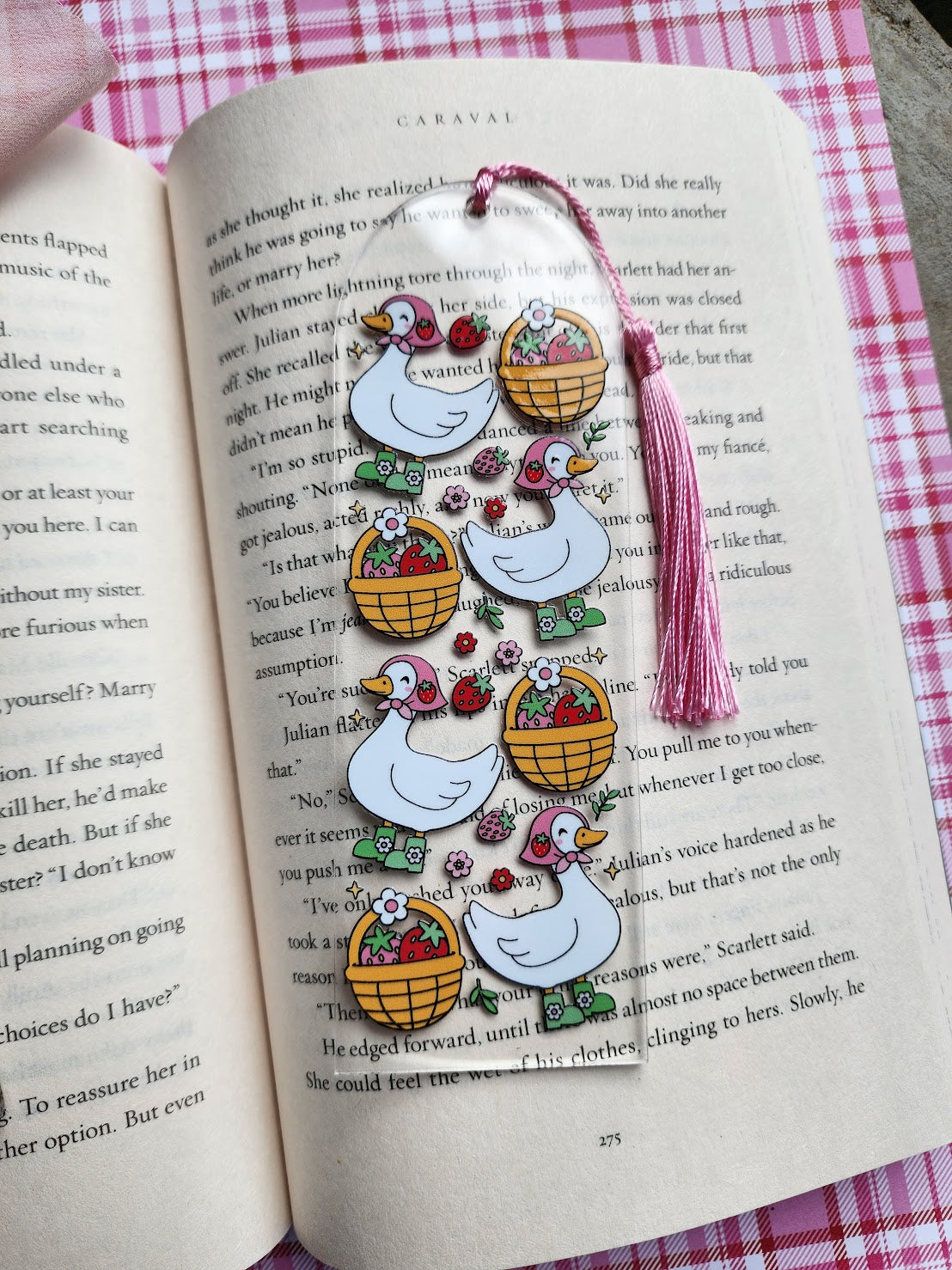Spring Goose Strawberry Bookmark| Spring Honey Bear|Acrylic Bookmark| Bookish| Bookmark| Cute Bookmark| Book Lover Bookmark| Gifts for Book Lover| Books|Book Accessories|Bookish|