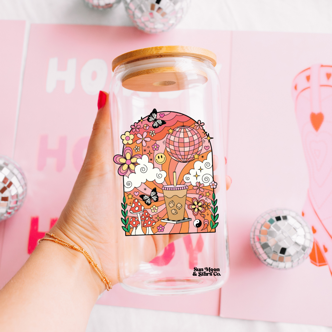 Caffeinated 16oz Clear Glass Can