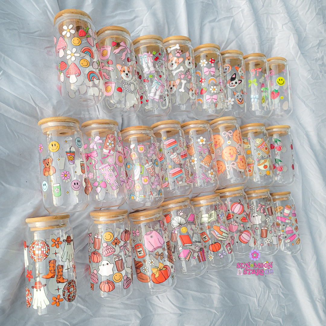 Cute Glass Can|Glass Tumbler w/Straw & Lid lCute Cup Beer Can Iced Coffee Glass Cup With Lid and Straw l Cute Glass Cup l Gifts for her/him