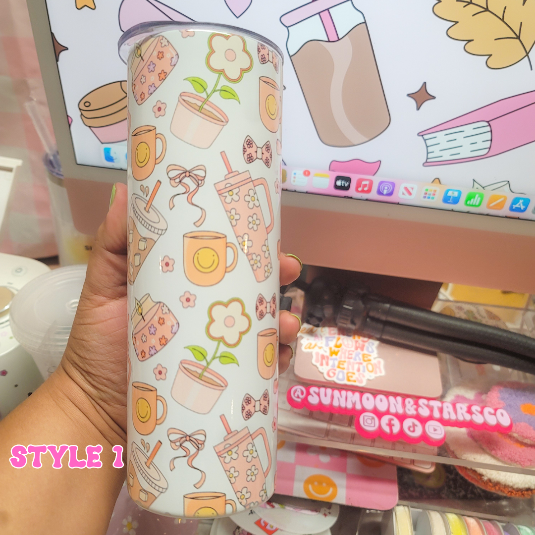 20oz Coquette Sublimation Tumbler|iced coffee|candles|bows|blue heeler| french bulldog|butterflies|mugs| coquette