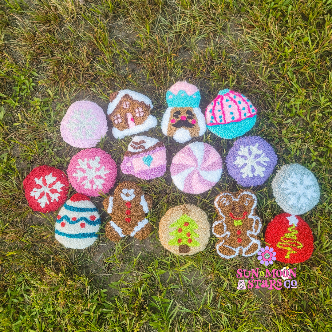 Christmas Mug Rug Punch Needle Coaster| Handmade Holiday Gift|Handmade Art| Christmas Ornament|Gingerbread|Handmade Christmas Coffee Coaster