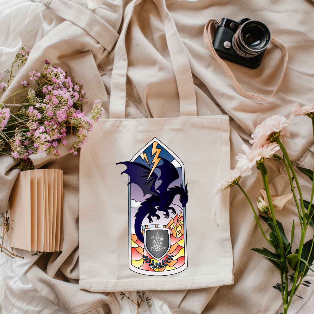I Will Not Die Today| Fourth Wing| Bookish| Basgiath War College| Dragons|Tote Bag