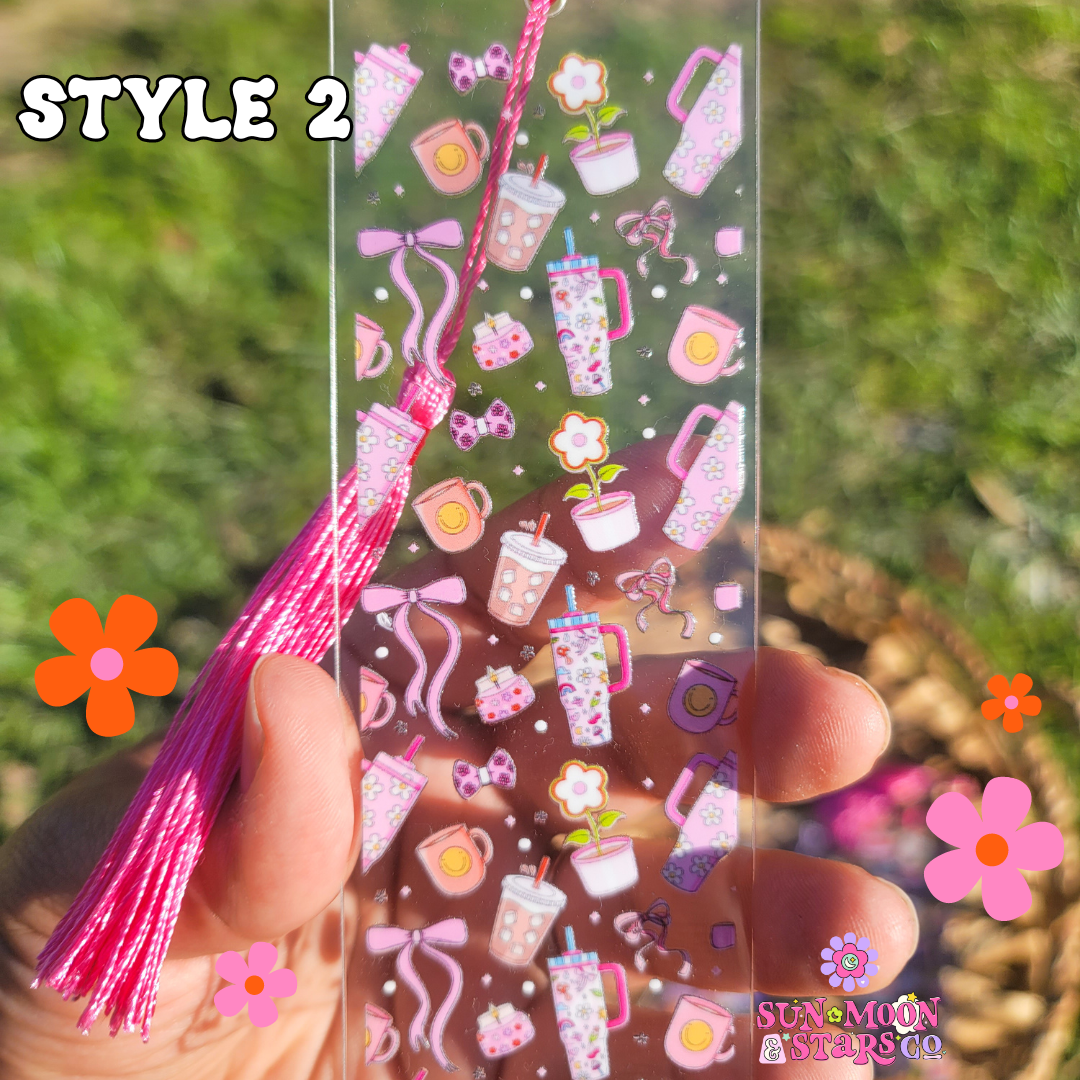 Cute Spring Iced Coffee Book Lover Bookish Coquette |Acrylic Bookmark