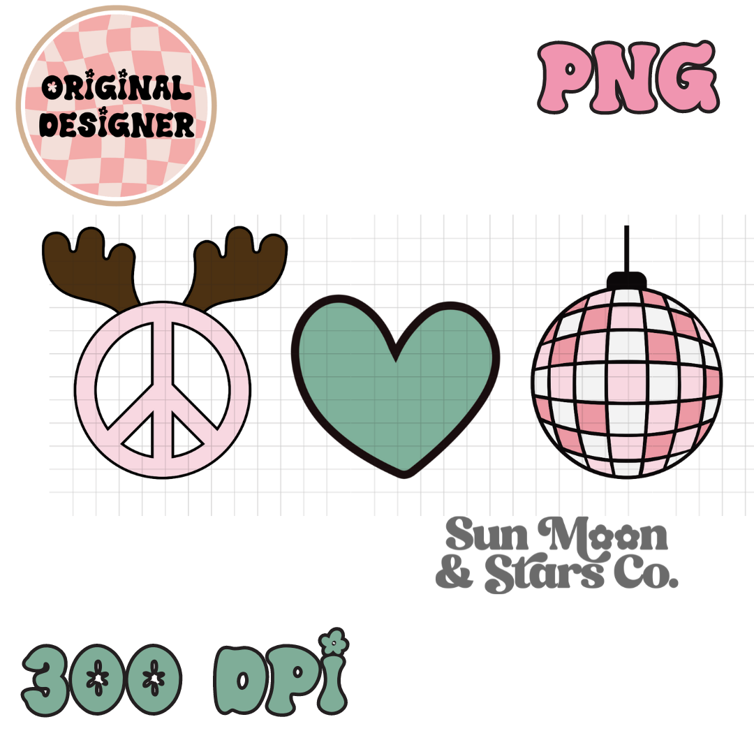 Peace Love Disco Cheer Trendy PNG