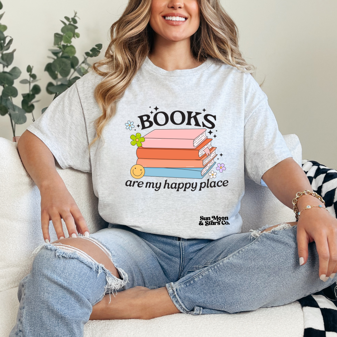 Books are my Happy Place Ash Gray Shirt