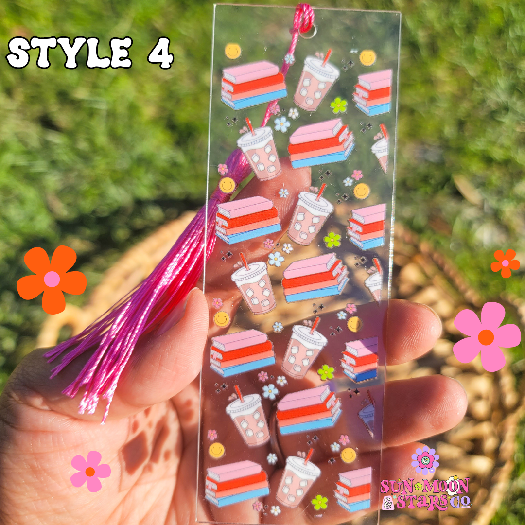 Cute Spring Iced Coffee Book Lover Bookish Coquette |Acrylic Bookmark