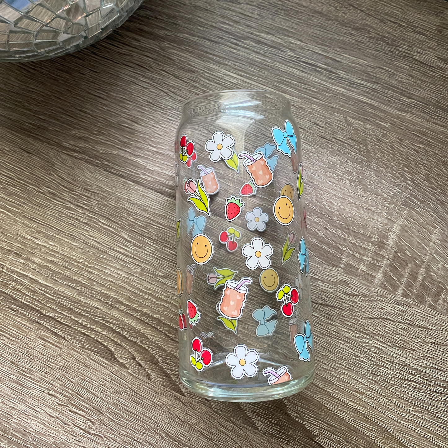 Coffee Girly Cute Glass Can|Glass Tumbler w/Straw & Lid|