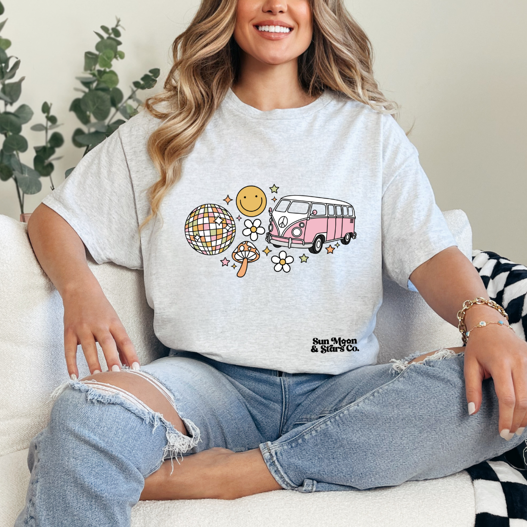 Retro Groovy VW Collage | Ash Gray Shirt