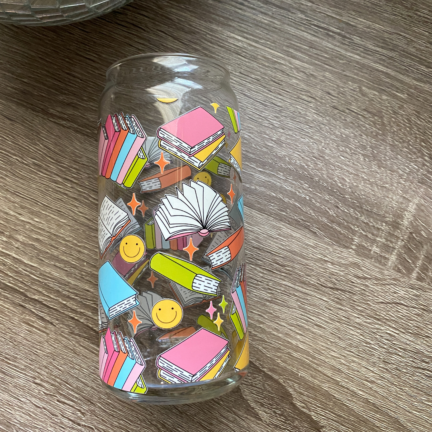 Open Book Cute Glass Can|Glass Tumbler w/Straw & Lid|