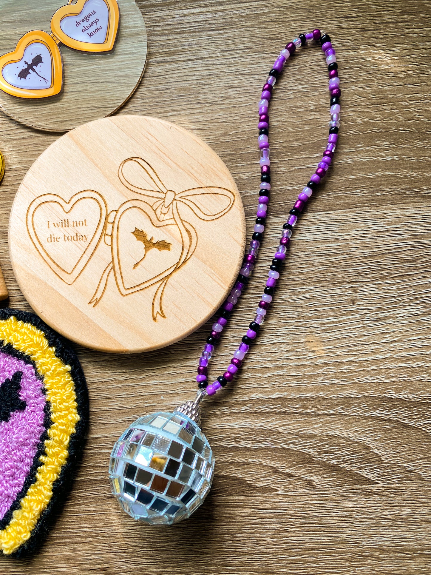 Fourth Wing Disco Ball Car Charm| Bookish Car Accesories