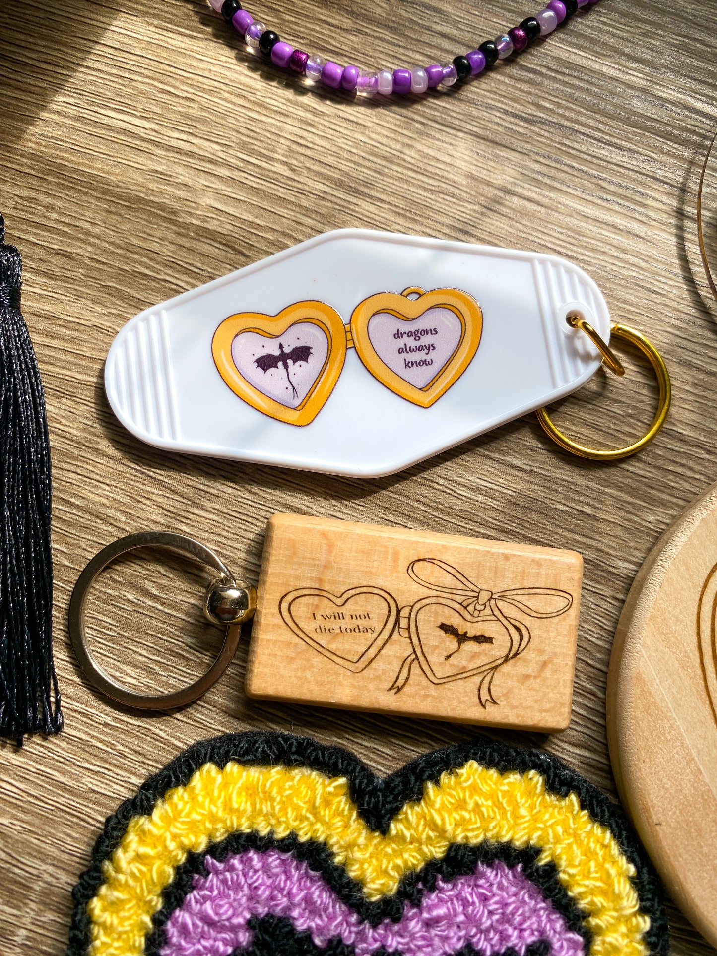 I will Not Die Today Wooden Keychain| I Will Not Die Today| Fourth Wing| Bookish| Basgiath War College| Dragons| Cute Keychain| Book Lover| Gifts for Book Lover| Books|Book Accessories|
