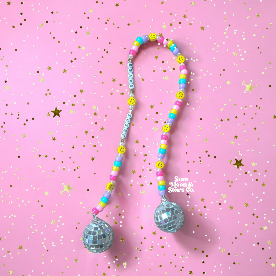Jesus Saves Disco Ball Car Charms
