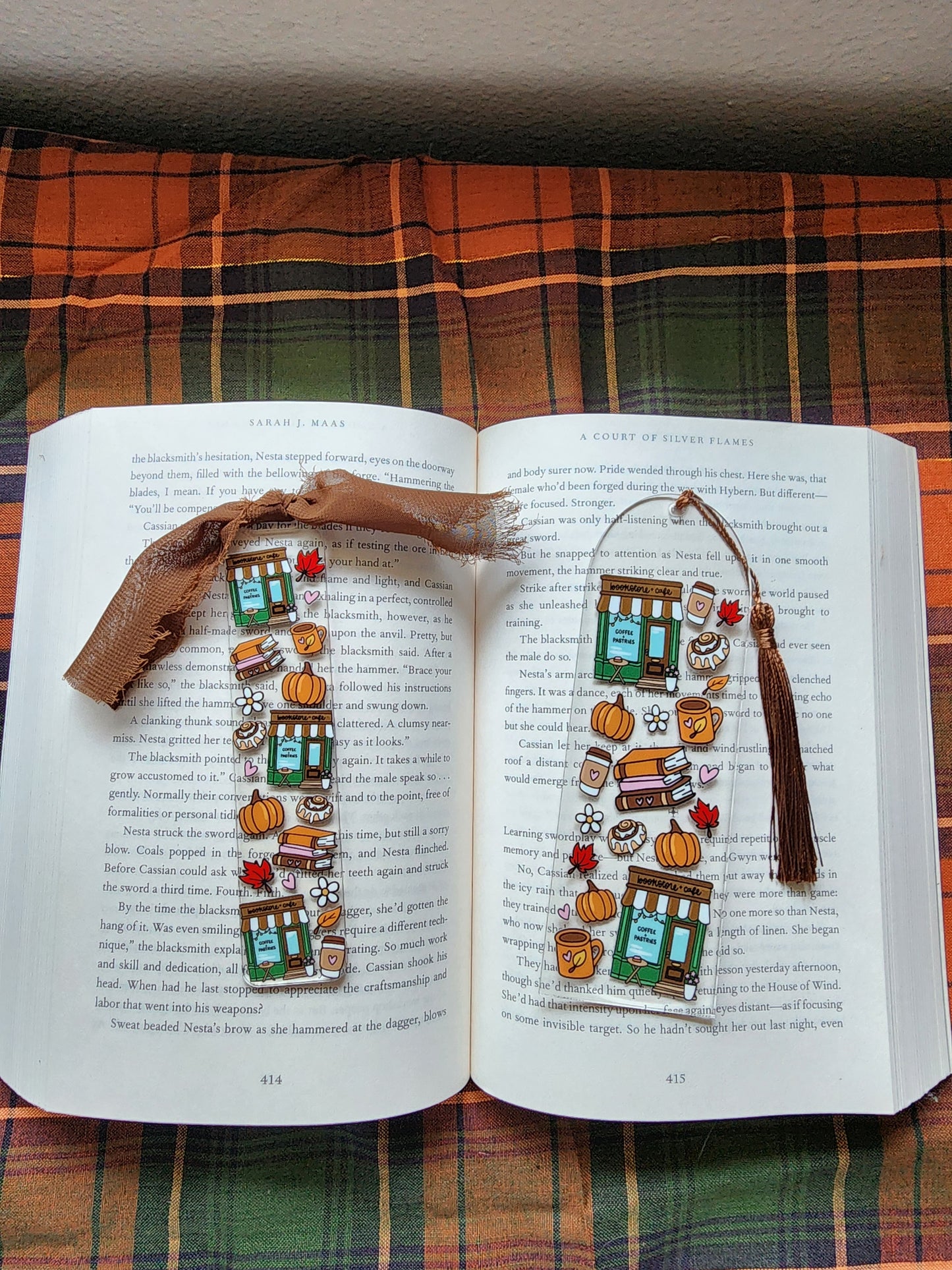 Fall Bookstore Cafe Autumn Acrylic Bookmark| Pumpkin| Cinnamon Roll|Bookish| Bookmark| Cute Bookmark| Book Lover Bookmark| Gifts for Book Lover| Books|Book Accessories|Bookish|