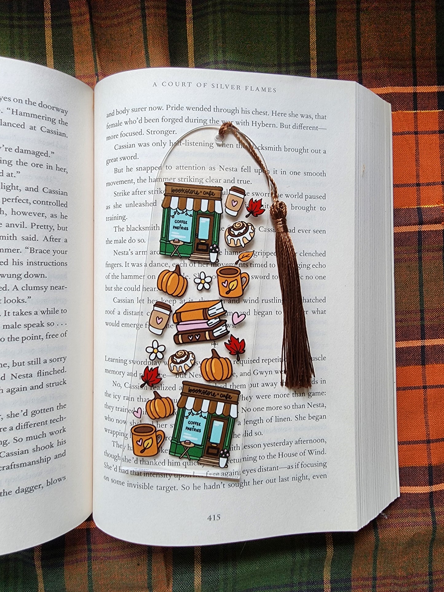 Fall Bookstore Cafe Autumn Acrylic Bookmark| Pumpkin| Cinnamon Roll|Bookish| Bookmark| Cute Bookmark| Book Lover Bookmark| Gifts for Book Lover| Books|Book Accessories|Bookish|