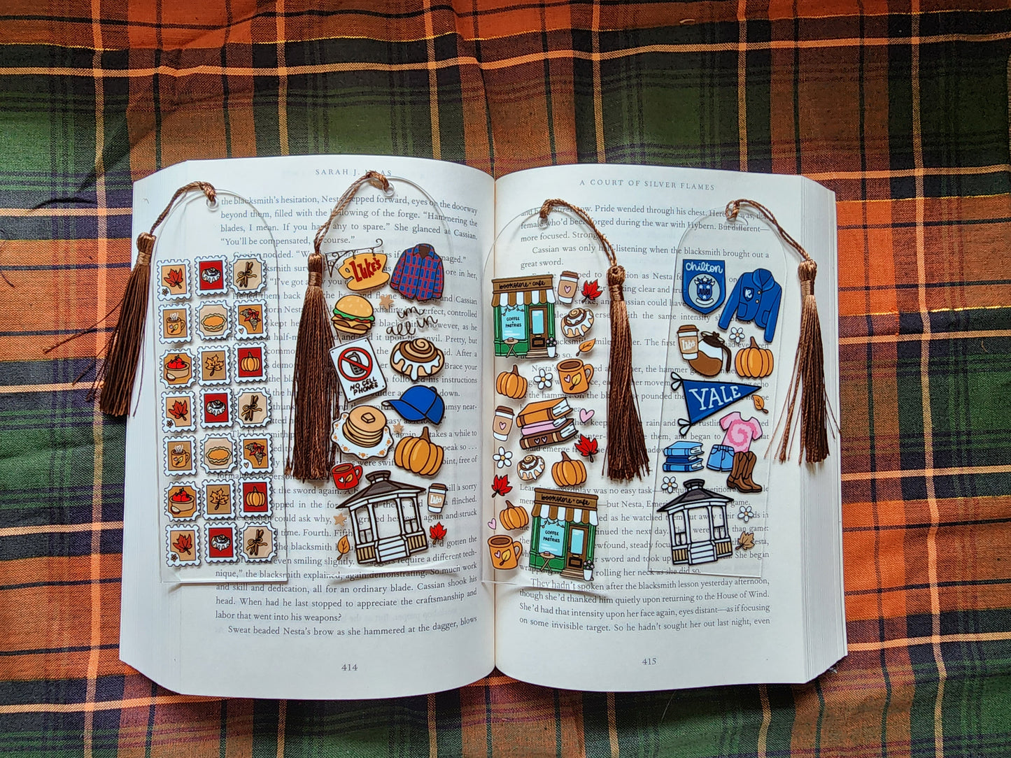 Autumn Stamps Acrylic Bookmark| Gilmore Girls|Pumpkin| Cinnamon Roll|Bookish| Bookmark| Cute Bookmark| Book Lover Bookmark| Gifts for Book Lover| Books|Book Accessories|Bookish|