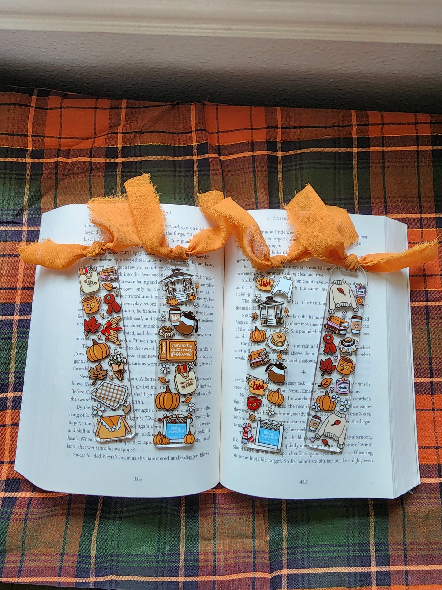 Cozy Autumn Bookish Acrylic Bookmark| Gilmore Girls|Pumpkin| Cinnamon Roll|Bookish| Bookmark| Cute Bookmark| Book Lover Bookmark| Gifts for Book Lover| Books|Book Accessories|Bookish|