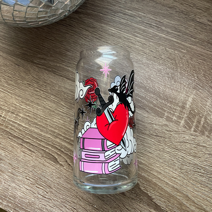 Fourth Wing Dragon Books Cute Glass Can|Glass Tumbler w/Straw & Lid|