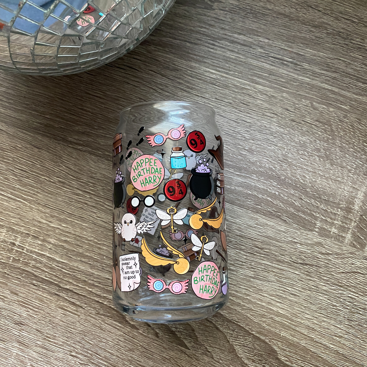 HP Cute Glass Can|Glass Tumbler w/Straw & Lid|