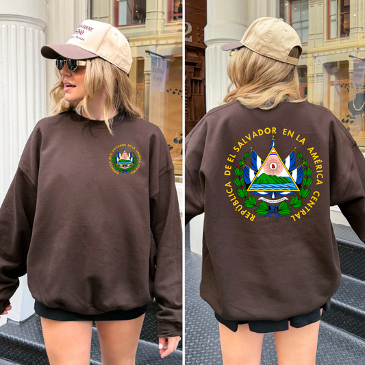 El Salvador Emblem Dark Chocolate Sweatshirt| El Salvador Sweatshirt |