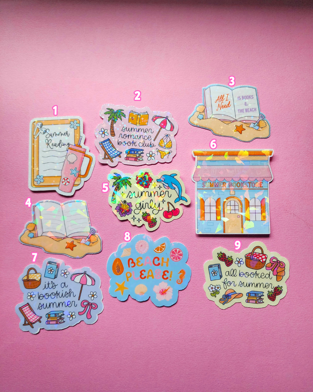 Bookish Summer Sticker|Sparkly sticker| Holographic sticker| book accessories| bookish sticker