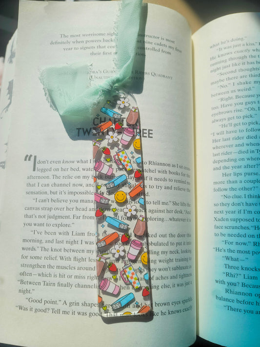 Iced Coffee & Books Bookmark| Romance Book Lover| Spicy Books Lover|Cute Spring Book Lover Bookish Coquette |Acrylic Bookmark