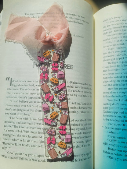 Winter Girly Bookmark| Romance Book Lover| Spicy Books Lover|Cute Spring Book Lover Bookish Coquette |Acrylic Bookmark