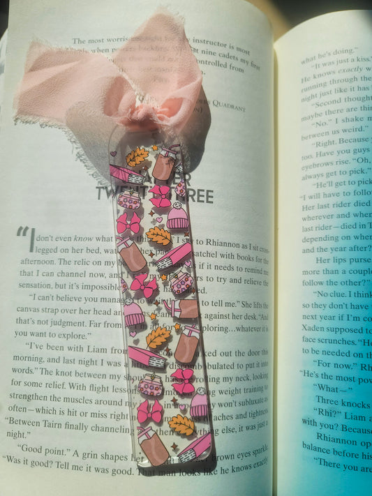 Winter Girly Bookmark| Romance Book Lover| Spicy Books Lover|Cute Spring Book Lover Bookish Coquette |Acrylic Bookmark
