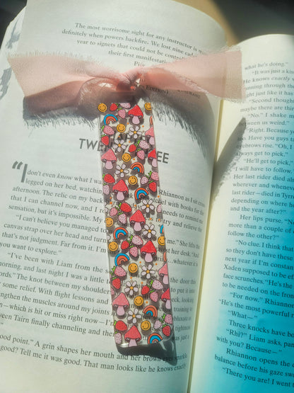 Happy Mushrooms Bookmark| Romance Book Lover| Spicy Books Lover|Cute Spring Book Lover Bookish Coquette |Acrylic Bookmark