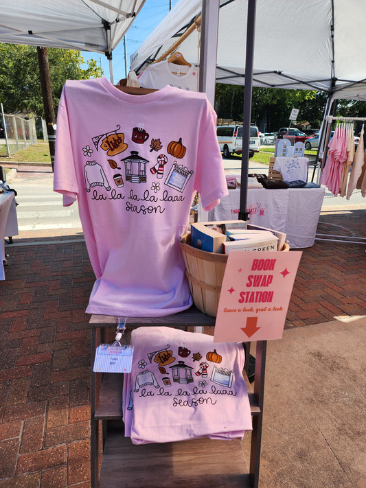 Gilmore Girls Fall Lalalala Season Pink Tee| Stars Hollow T-shirt|