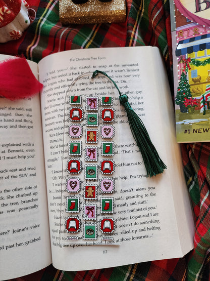 Christmas Stamps Acrylic Bookmark| Holiday|Christmas|Bookish| Bookmark| Cute Bookmark| Book Lover Bookmark| Gifts for Book Lover| Books|Book Accessories|Bookish|
