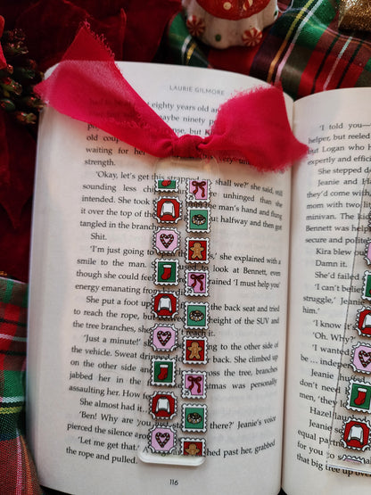 Christmas Stamps Acrylic Bookmark| Holiday|Christmas|Bookish| Bookmark| Cute Bookmark| Book Lover Bookmark| Gifts for Book Lover| Books|Book Accessories|Bookish|