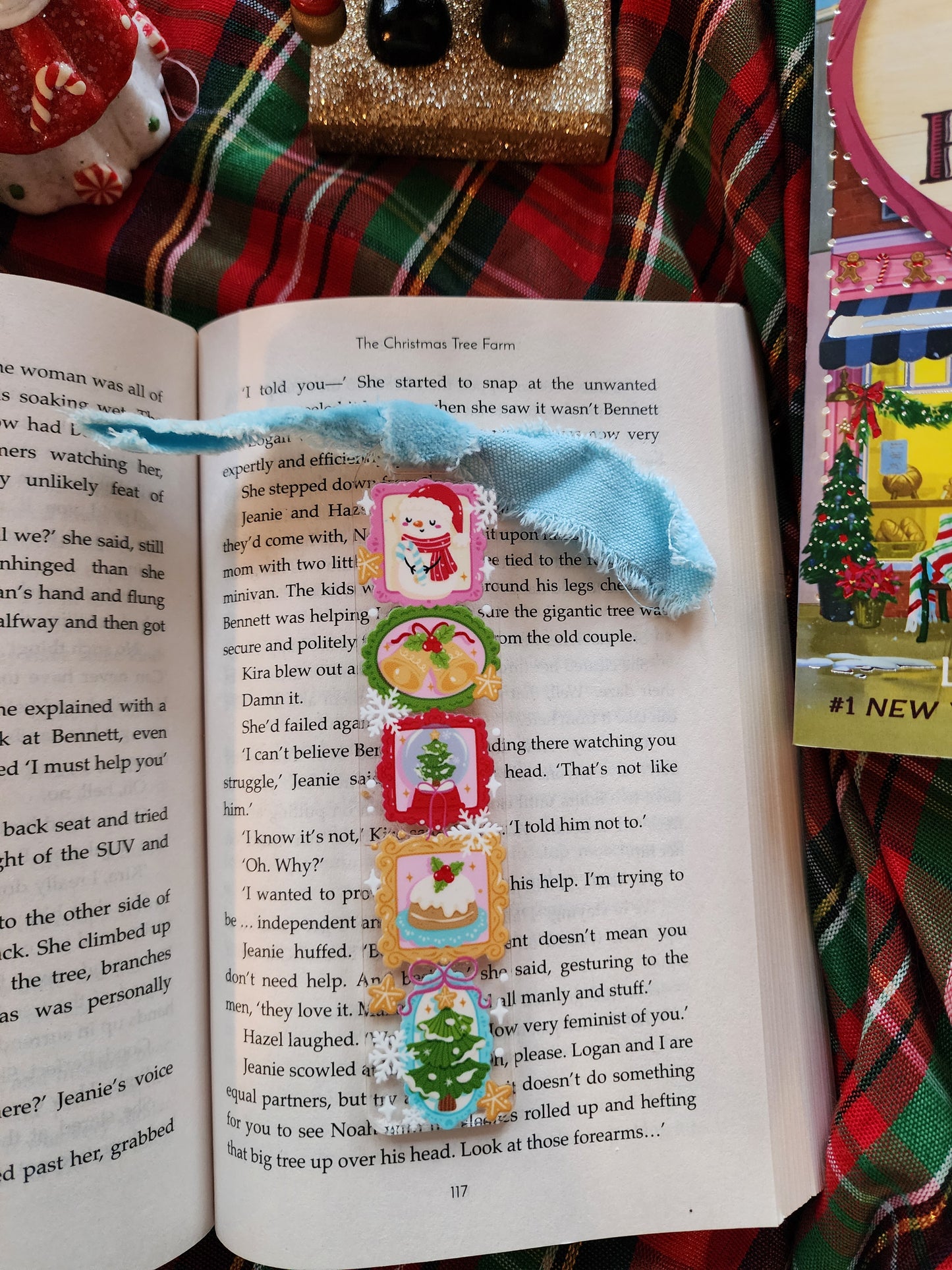 Christmas Blue Stamps Acrylic Bookmark| Holiday|Christmas|Bookish| Bookmark| Cute Bookmark| Book Lover Bookmark| Gifts for Book Lover| Books|Book Accessories|Bookish|