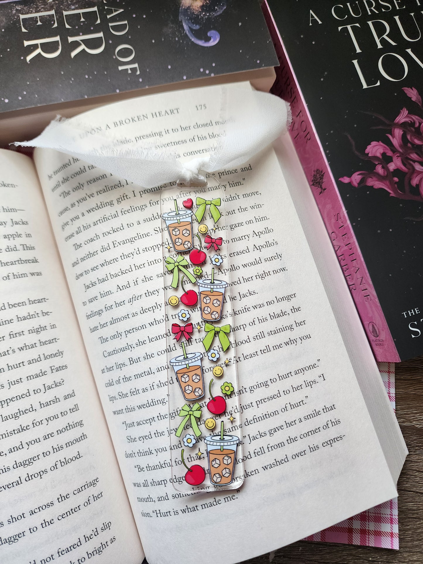 Green Bows Iced Coffee Acrylic Bookmark|Bookish| Bookmark| Cute Bookmark| Book Lover Bookmark| Gifts for Book Lover| Books|Book Accessories|Bookish|
