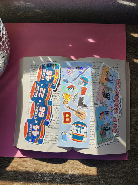 Off Campus Briar University Hockey| Jersey|Sparkly bookmark| Holographic bookmark| book accessories