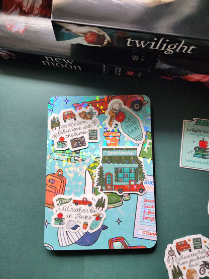 Twilight| New Moon| Forks| Cullens|Vampires|Sparkly sticker| Holographic sticker| book accessories| bookish sticker