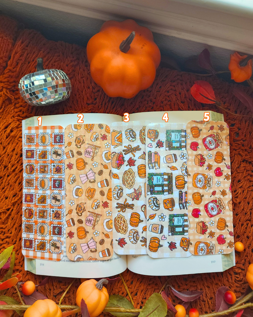 A Bookish Autumn Paper Bookmark|Bookstore|Junk Journal|Pumpkin| Cinnamon Roll|Jellycats|Buttons|Bookish| Bookmark| Cute Bookmark| Book Lover Bookmark| Gifts for Book Lover| Books|Book Accessories|Bookish|
