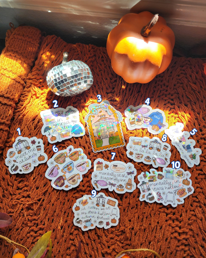 Gilmore Girls Autumn| Luke's Cafe|Stars Hollow|Yale|Jackson's Produce|Junk Journal| Buttons|Cozy Fall|Sparkly sticker| Holographic sticker| book accessories| bookish sticker