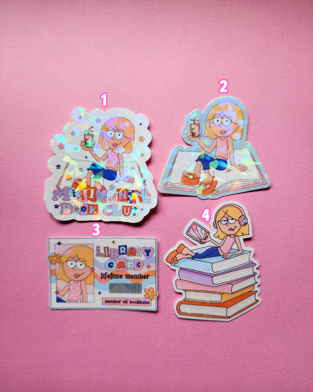 Y2K Bookish Girlie Lizzie M Sticker|Sparkly sticker| Holographic sticker| book accessories| bookish sticker
