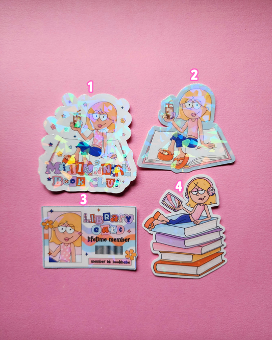 Y2K Bookish Girlie Lizzie M Sticker|Sparkly sticker| Holographic sticker| book accessories| bookish sticker