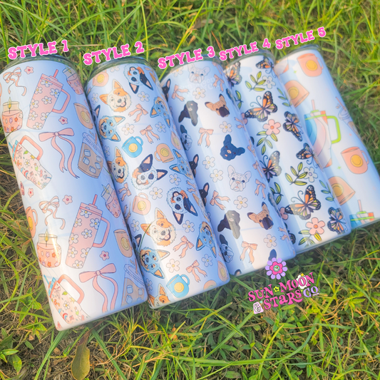 20oz Coquette Sublimation Tumbler|iced coffee|candles|bows|blue heeler| french bulldog|butterflies|mugs| coquette